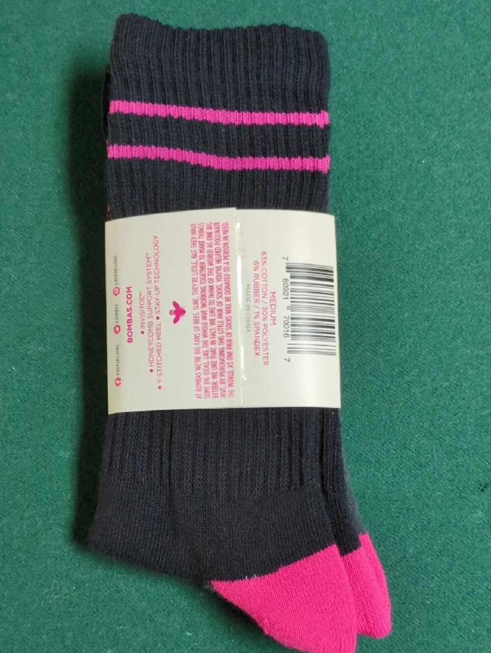 Bombas RARE Hot Pink And Black Women’s Crew Socks Brand New with Tags